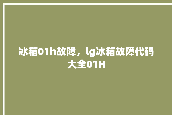 冰箱01h故障，lg冰箱故障代码大全01H