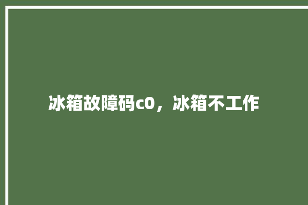 冰箱故障码c0，冰箱不工作