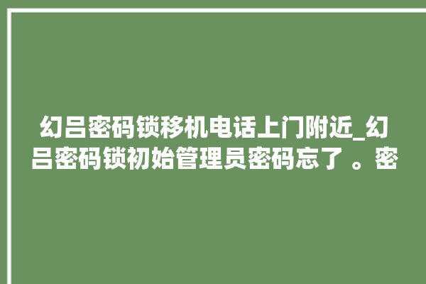 幻吕密码锁移机电话上门附近_幻吕密码锁初始管理员密码忘了 。密码锁