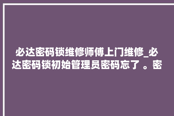 必达密码锁维修师傅上门维修_必达密码锁初始管理员密码忘了 。密码锁