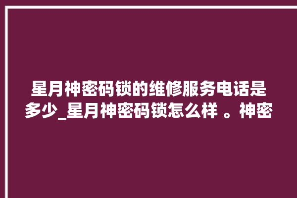 星月神密码锁的维修服务电话是多少_星月神密码锁怎么样 。神密