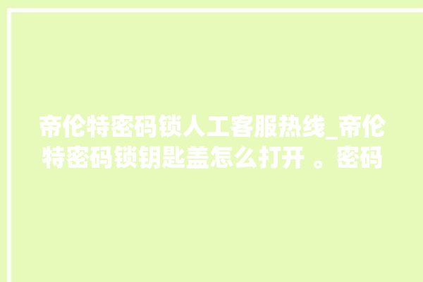 帝伦特密码锁人工客服热线_帝伦特密码锁钥匙盖怎么打开 。密码锁