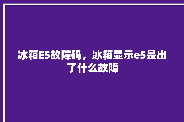 冰箱E5故障码，冰箱显示e5是出了什么故障