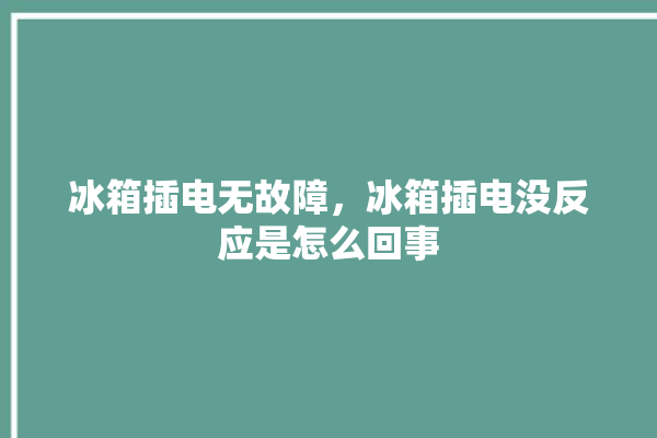 冰箱插电无故障，冰箱插电没反应是怎么回事