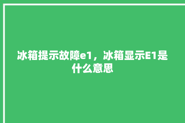 冰箱提示故障e1，冰箱显示E1是什么意思