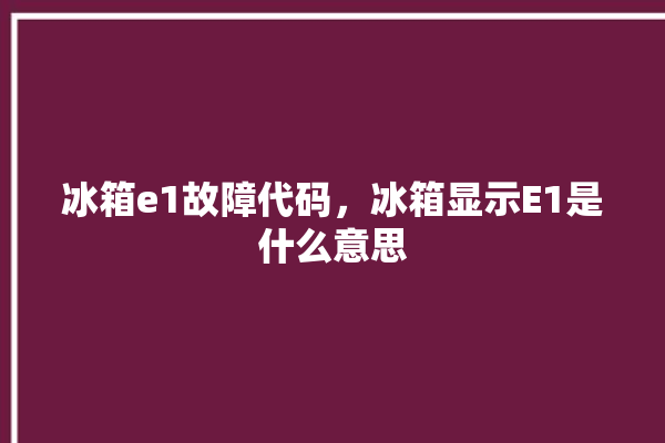 冰箱e1故障代码，冰箱显示E1是什么意思