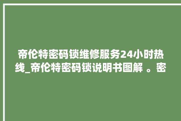 帝伦特密码锁维修服务24小时热线_帝伦特密码锁说明书图解 。密码锁