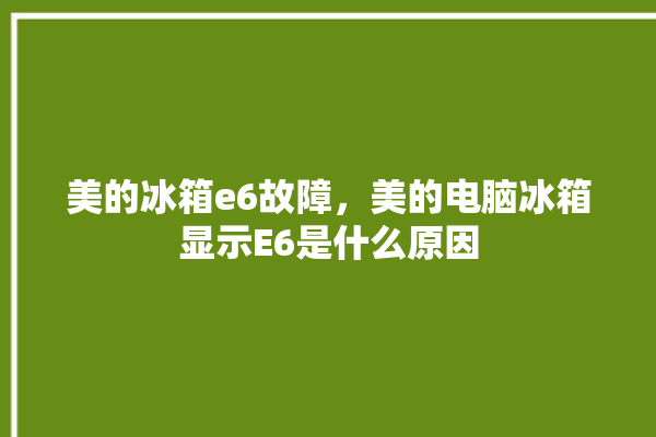 美的冰箱e6故障，美的电脑冰箱显示E6是什么原因