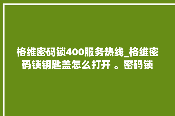 格维密码锁400服务热线_格维密码锁钥匙盖怎么打开 。密码锁