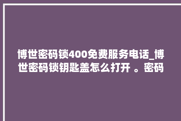 博世密码锁400免费服务电话_博世密码锁钥匙盖怎么打开 。密码锁