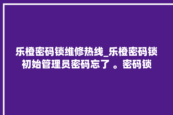 乐橙密码锁维修热线_乐橙密码锁初始管理员密码忘了 。密码锁