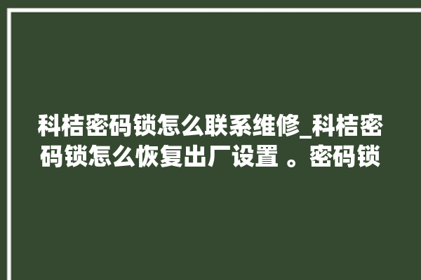 科桔密码锁怎么联系维修_科桔密码锁怎么恢复出厂设置 。密码锁