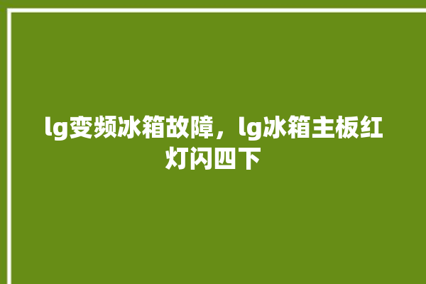 lg变频冰箱故障，lg冰箱主板红灯闪四下