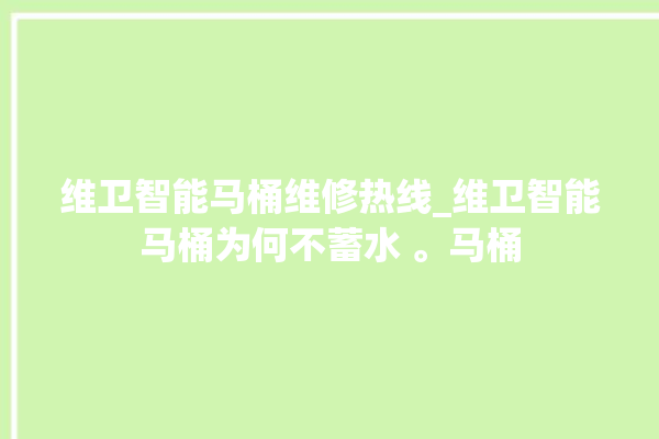 维卫智能马桶维修热线_维卫智能马桶为何不蓄水 。马桶