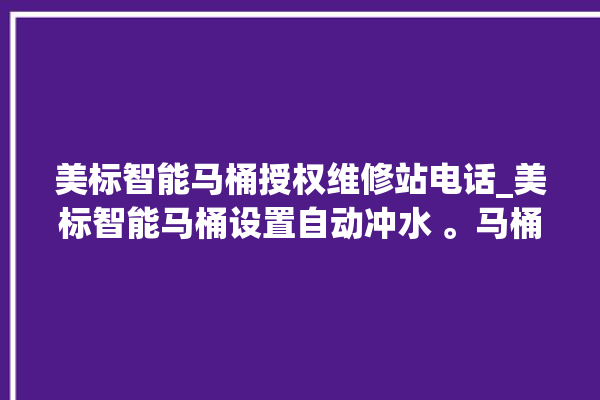 美标智能马桶授权维修站电话_美标智能马桶设置自动冲水 。马桶