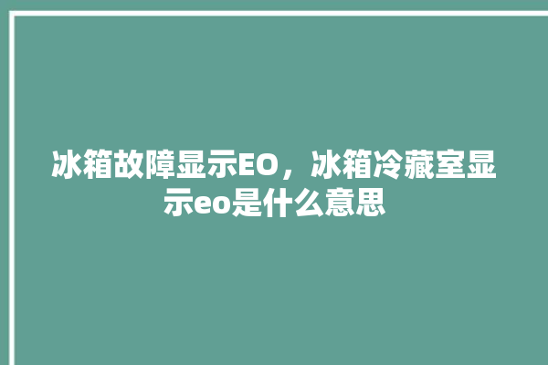 冰箱故障显示EO，冰箱冷藏室显示eo是什么意思