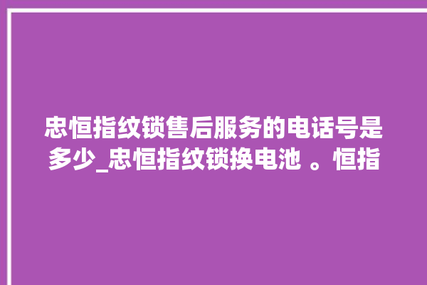 忠恒指纹锁售后服务的电话号是多少_忠恒指纹锁换电池 。恒指