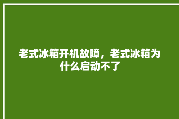 老式冰箱开机故障，老式冰箱为什么启动不了