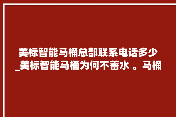 美标智能马桶总部联系电话多少_美标智能马桶为何不蓄水 。马桶