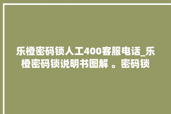 乐橙密码锁人工400客服电话_乐橙密码锁说明书图解 。密码锁