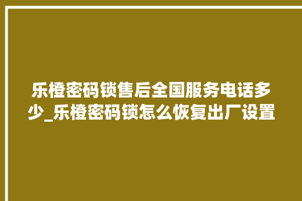 乐橙密码锁售后全国服务电话多少_乐橙密码锁怎么恢复出厂设置 。密码锁