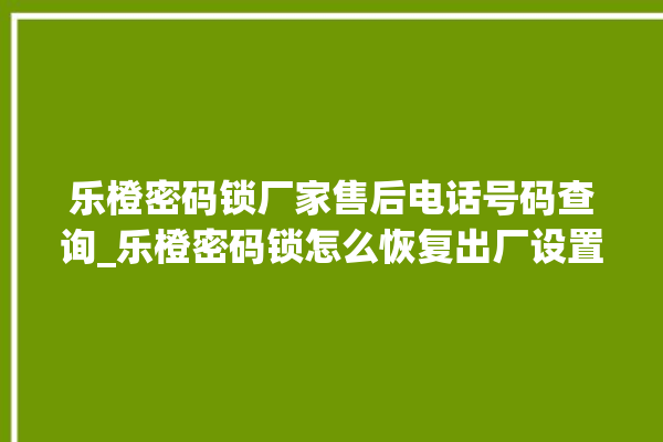 乐橙密码锁厂家售后电话号码查询_乐橙密码锁怎么恢复出厂设置 。密码锁