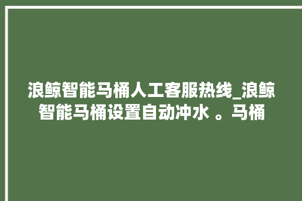 浪鲸智能马桶人工客服热线_浪鲸智能马桶设置自动冲水 。马桶