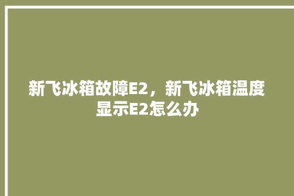 新飞冰箱故障E2，新飞冰箱温度显示E2怎么办