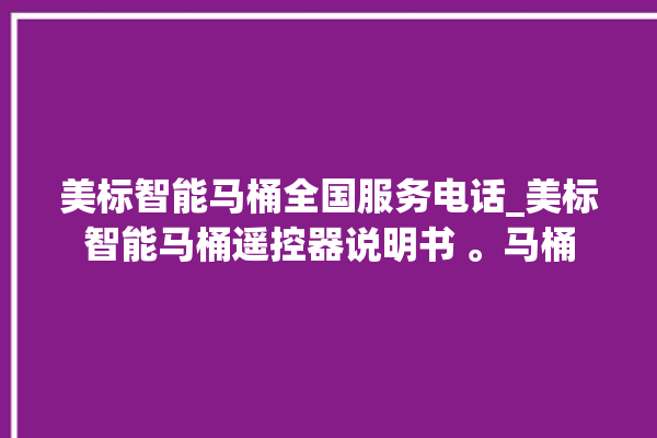 美标智能马桶全国服务电话_美标智能马桶遥控器说明书 。马桶