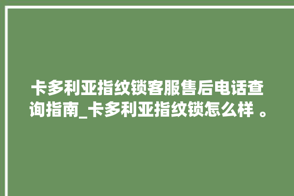 卡多利亚指纹锁客服售后电话查询指南_卡多利亚指纹锁怎么样 。多利亚