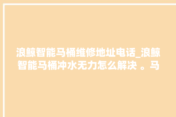 浪鲸智能马桶维修地址电话_浪鲸智能马桶冲水无力怎么解决 。马桶