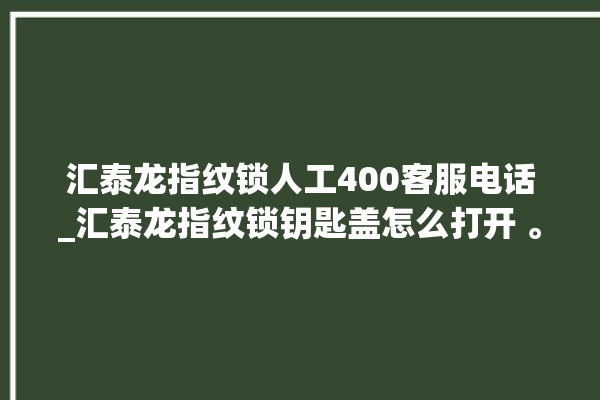 汇泰龙指纹锁人工400客服电话_汇泰龙指纹锁钥匙盖怎么打开 。泰龙