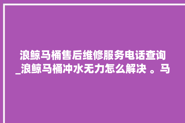 浪鲸马桶售后维修服务电话查询_浪鲸马桶冲水无力怎么解决 。马桶