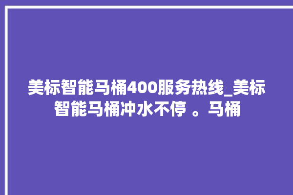 美标智能马桶400服务热线_美标智能马桶冲水不停 。马桶