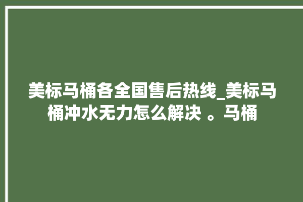 美标马桶各全国售后热线_美标马桶冲水无力怎么解决 。马桶