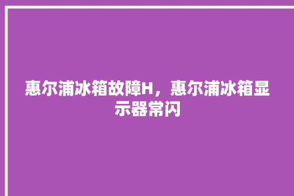 惠尔浦冰箱故障H，惠尔浦冰箱显示器常闪