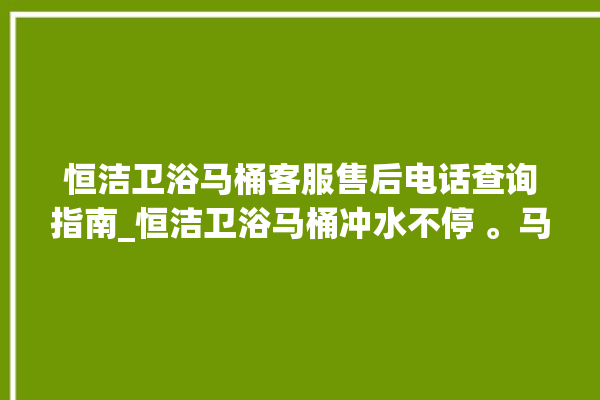 恒洁卫浴马桶客服售后电话查询指南_恒洁卫浴马桶冲水不停 。马桶