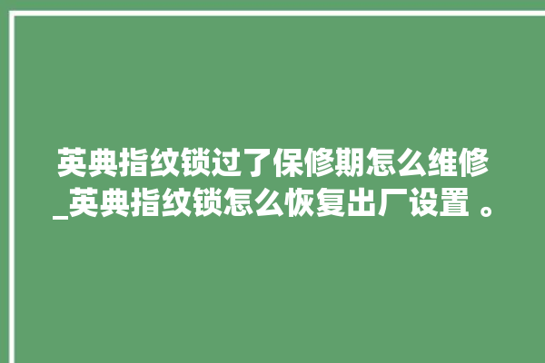 英典指纹锁过了保修期怎么维修_英典指纹锁怎么恢复出厂设置 。过了