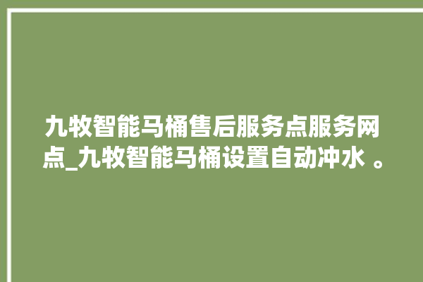 九牧智能马桶售后服务点服务网点_九牧智能马桶设置自动冲水 。马桶