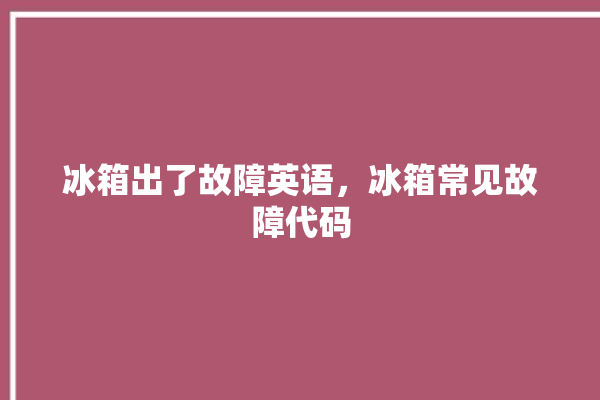 冰箱出了故障英语，冰箱常见故障代码