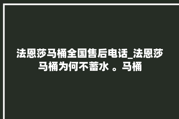 法恩莎马桶全国售后电话_法恩莎马桶为何不蓄水 。马桶