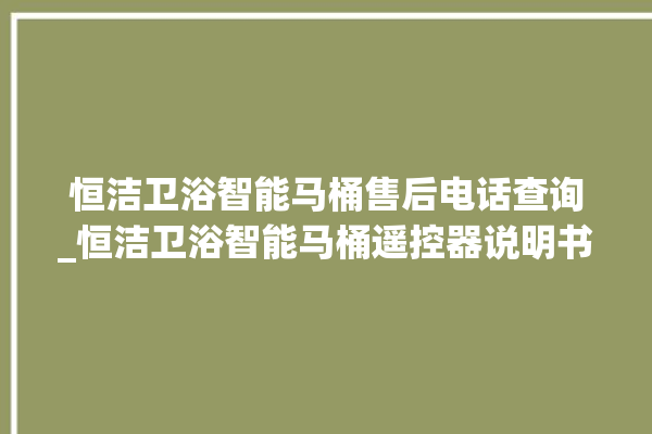 恒洁卫浴智能马桶售后电话查询_恒洁卫浴智能马桶遥控器说明书 。马桶