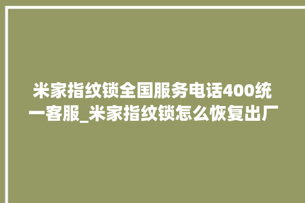 米家指纹锁全国服务电话400统一客服_米家指纹锁怎么恢复出厂设置 。指纹锁