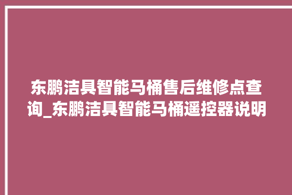 东鹏洁具智能马桶售后维修点查询_东鹏洁具智能马桶遥控器说明书 。马桶