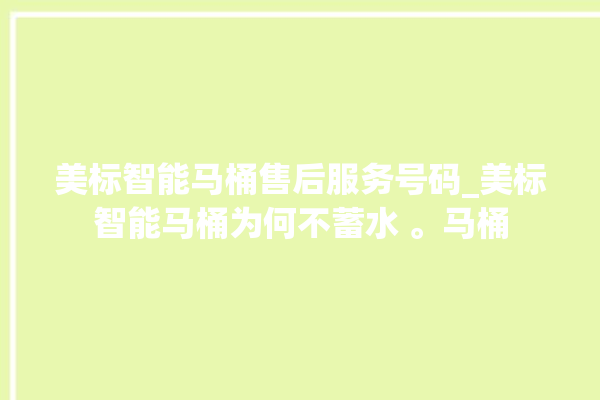 美标智能马桶售后服务号码_美标智能马桶为何不蓄水 。马桶