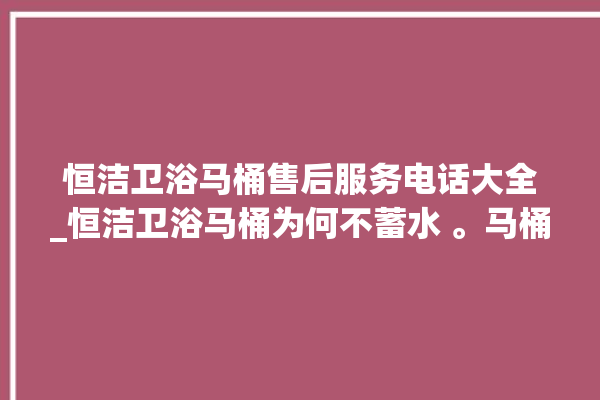 恒洁卫浴马桶售后服务电话大全_恒洁卫浴马桶为何不蓄水 。马桶