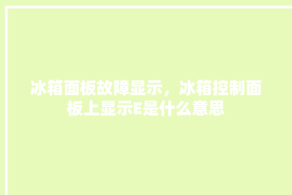 冰箱面板故障显示，冰箱控制面板上显示E是什么意思