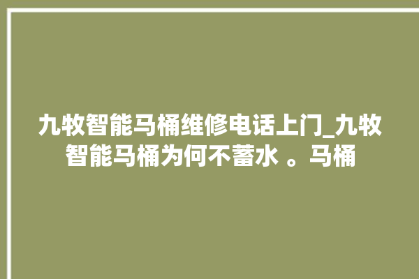 九牧智能马桶维修电话上门_九牧智能马桶为何不蓄水 。马桶