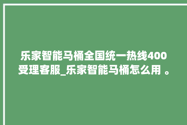 乐家智能马桶全国统一热线400受理客服_乐家智能马桶怎么用 。马桶