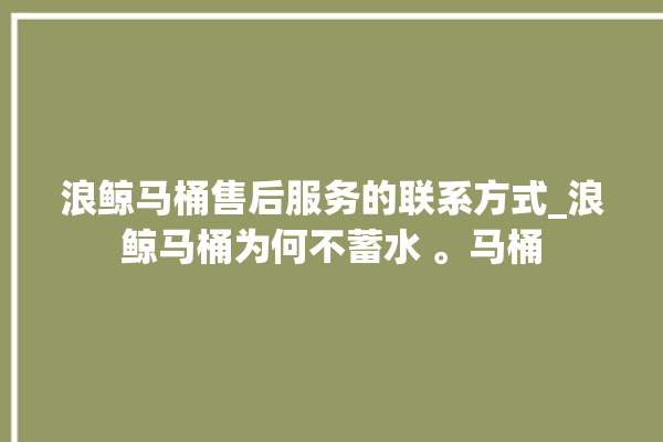 浪鲸马桶售后服务的联系方式_浪鲸马桶为何不蓄水 。马桶